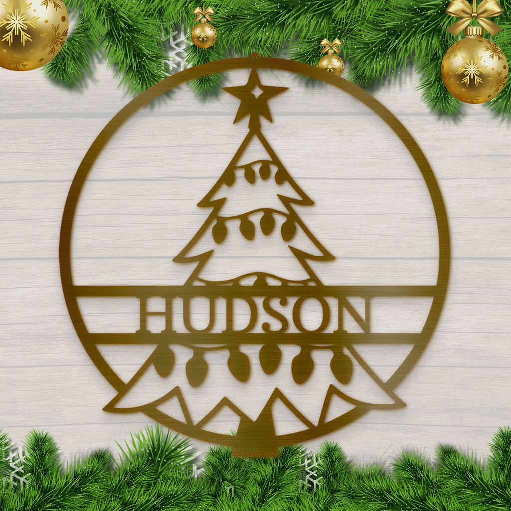 Personalized Christmas Tree Metal Sign