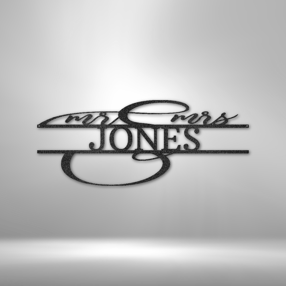 Personalized Fancy Mr and Mrs Monogram Metal Sign
