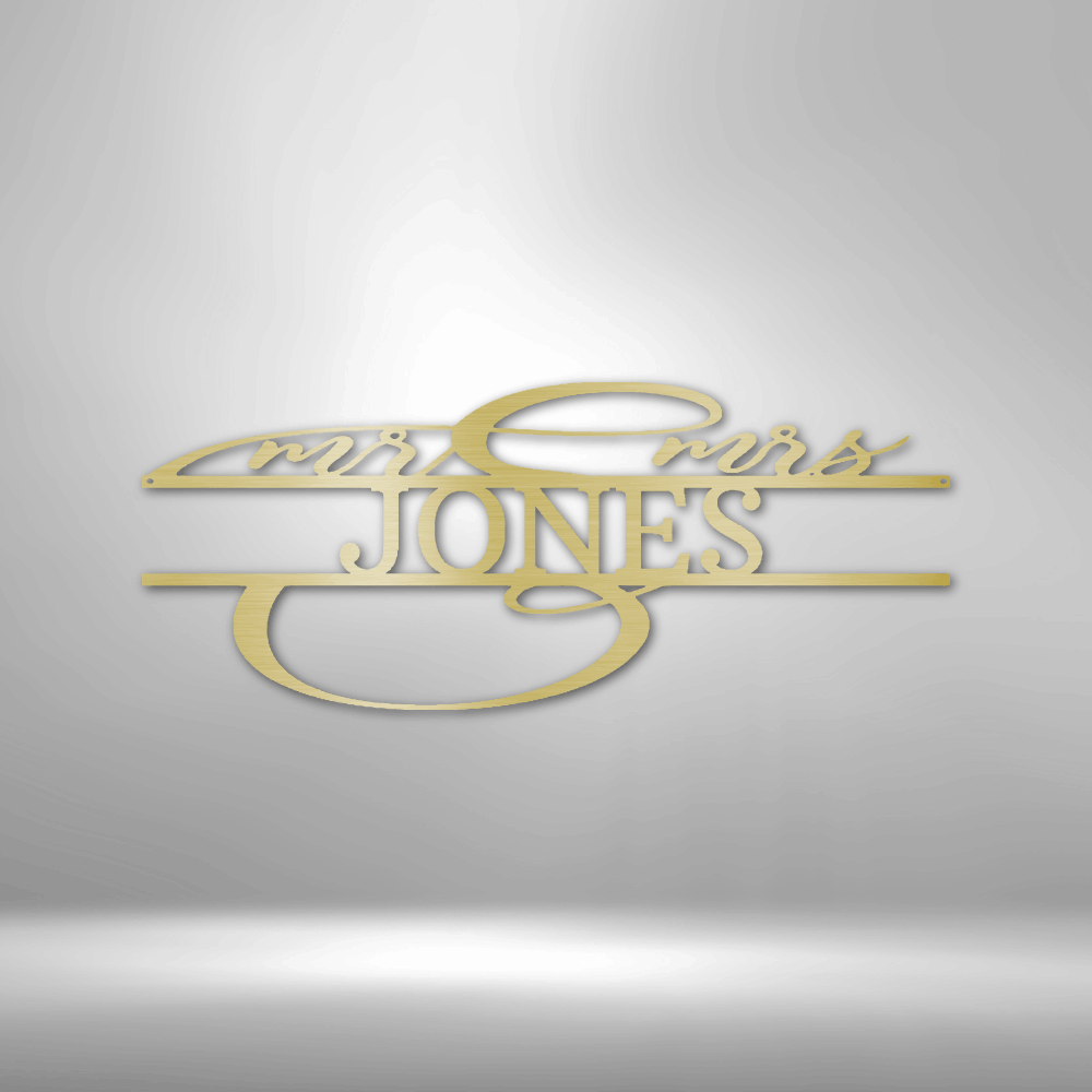 Personalized Fancy Mr and Mrs Monogram Metal Sign