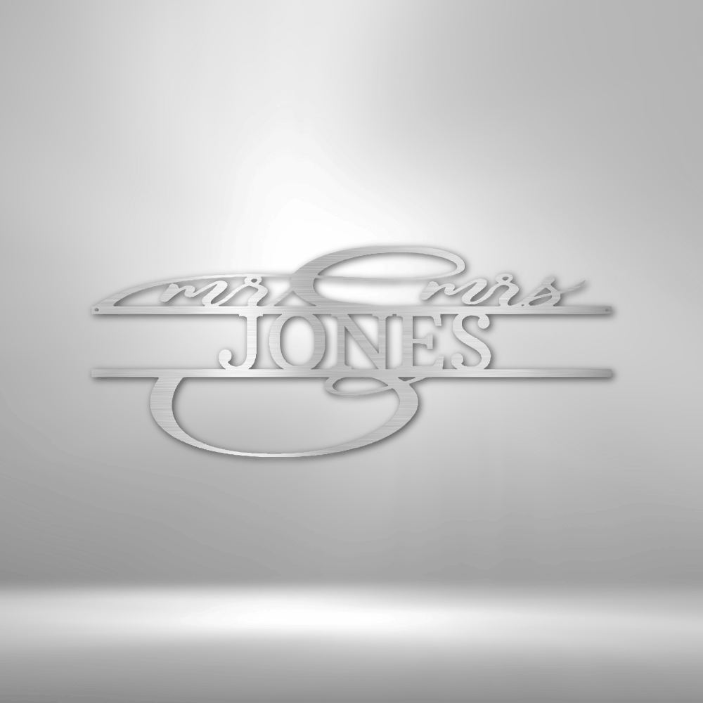 Personalized Fancy Mr and Mrs Monogram Metal Sign