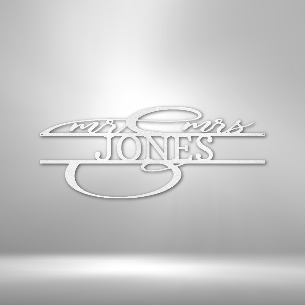 Personalized Fancy Mr and Mrs Monogram Metal Sign