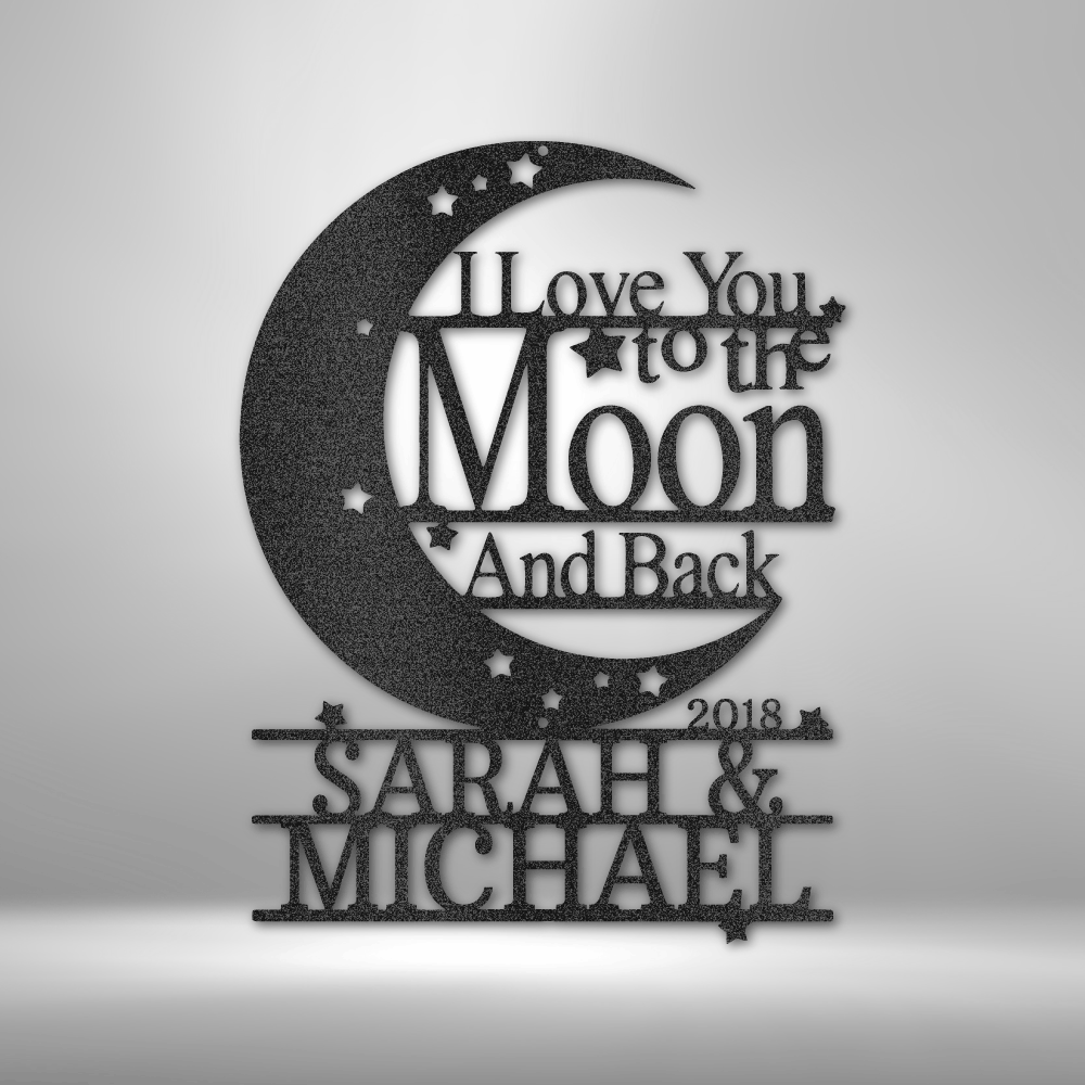 Personalized Moon and Back Monogram Metal Sign