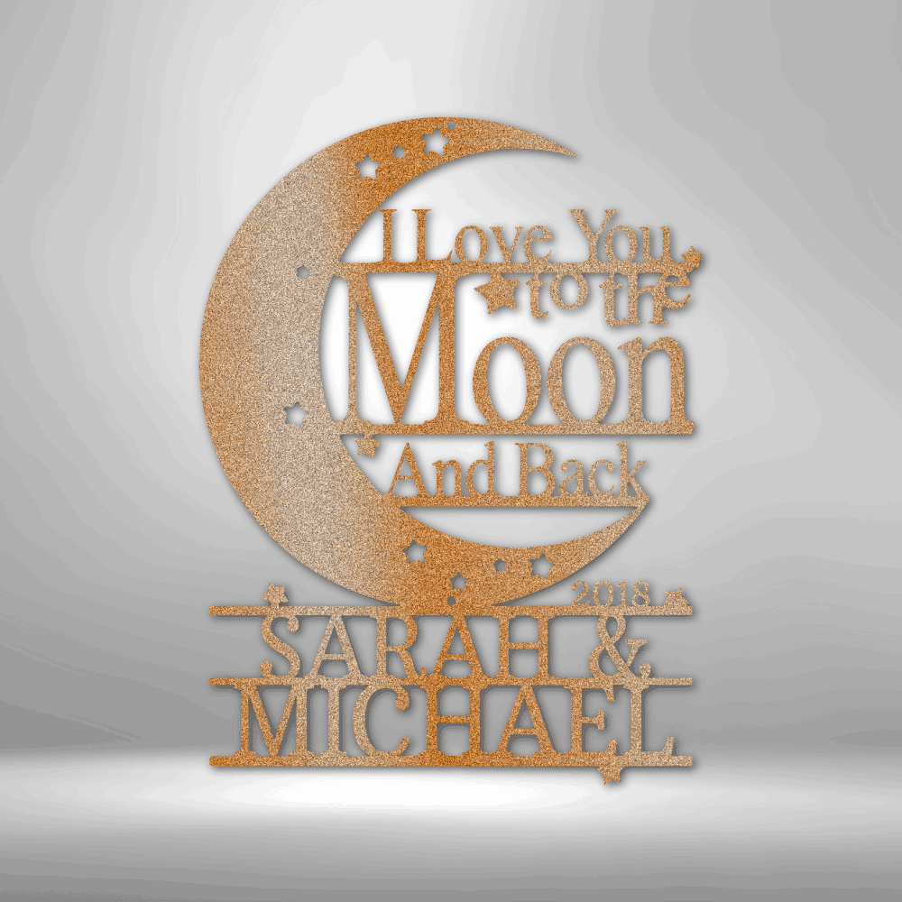 Personalized Moon and Back Monogram Metal Sign