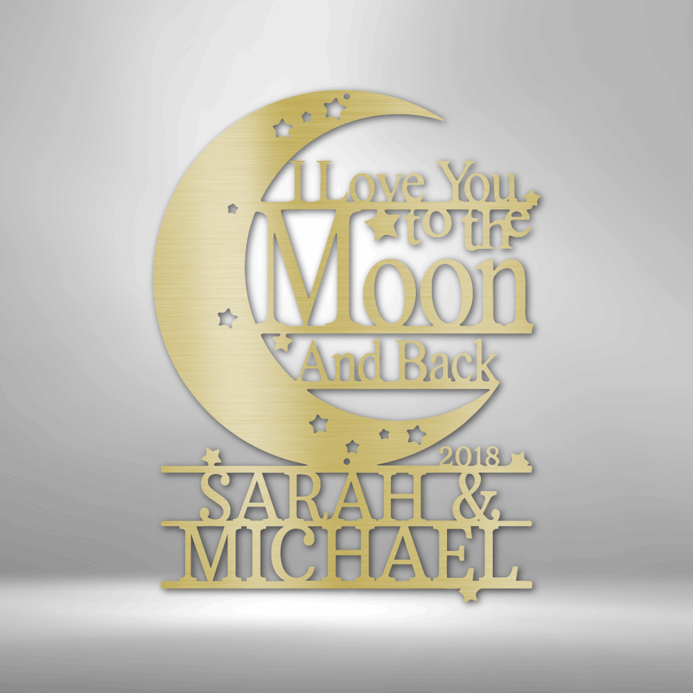 Personalized Moon and Back Monogram Metal Sign