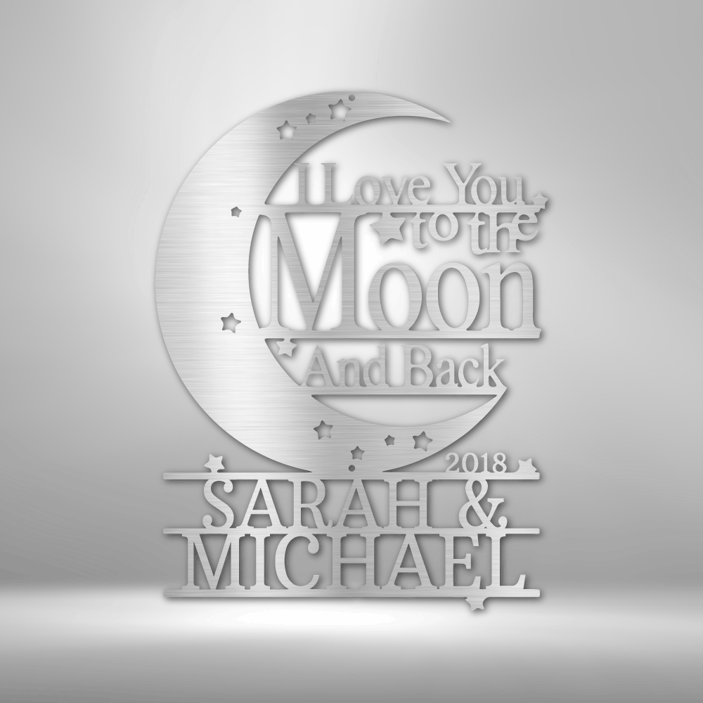 Personalized Moon and Back Monogram Metal Sign