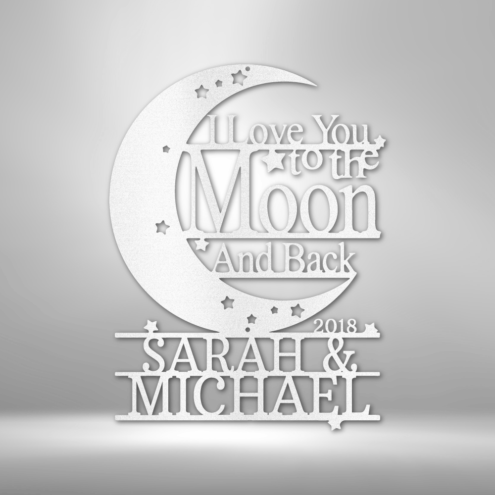 Personalized Moon and Back Monogram Metal Sign