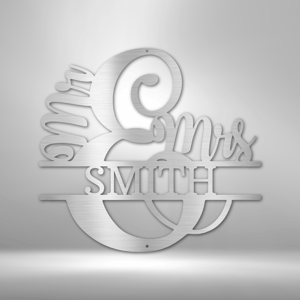 Personalized Couples Script Monogram Metal Sign