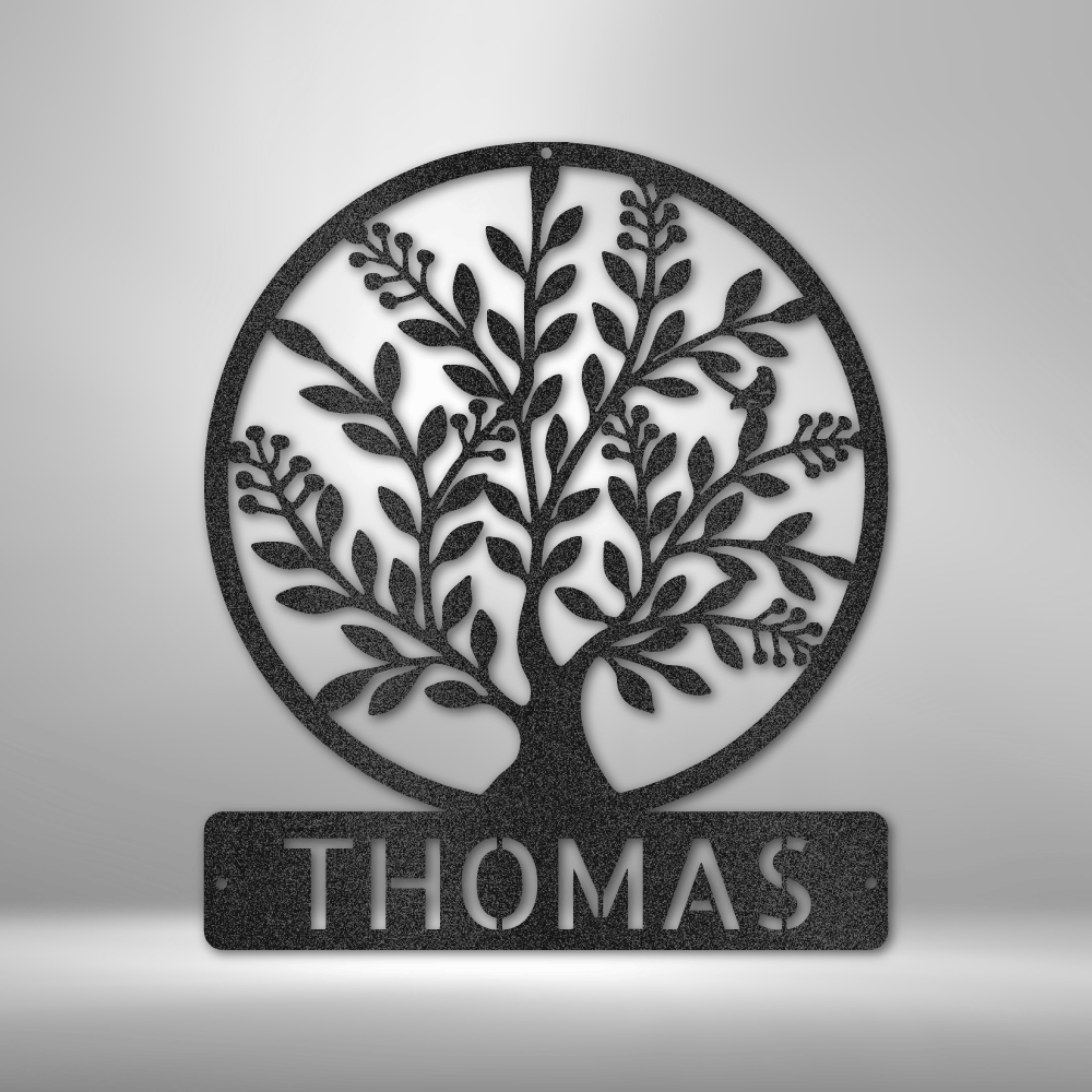 Personalized Simple Tree Monogram Metal Sign