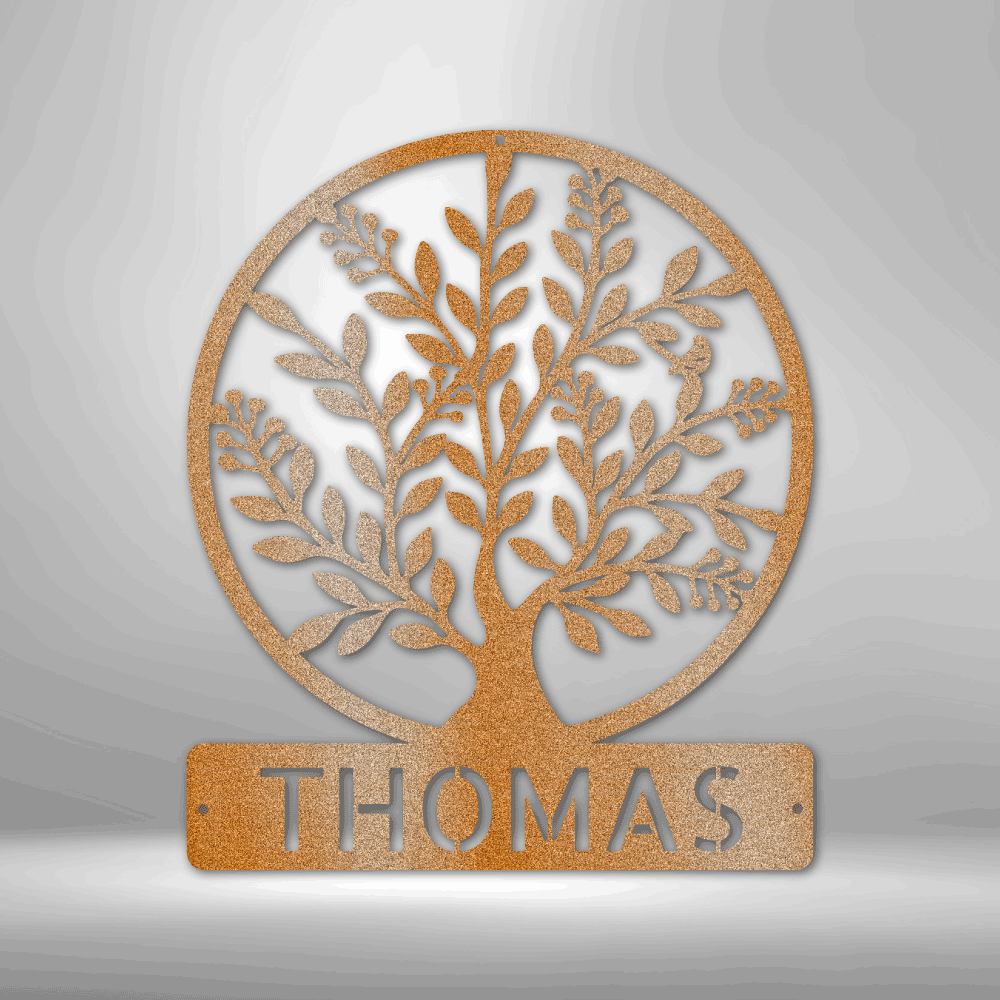 Personalized Simple Tree Monogram Metal Sign