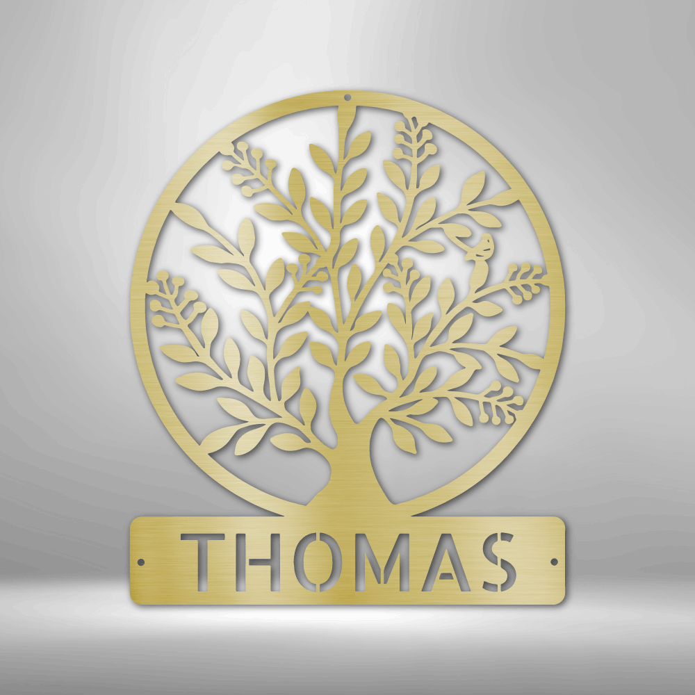 Personalized Simple Tree Monogram Metal Sign