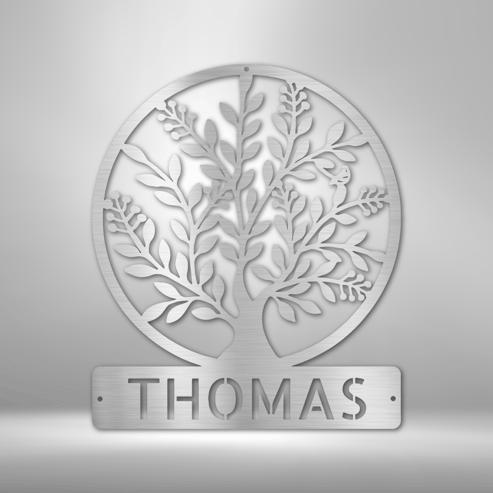 Personalized Simple Tree Monogram Metal Sign