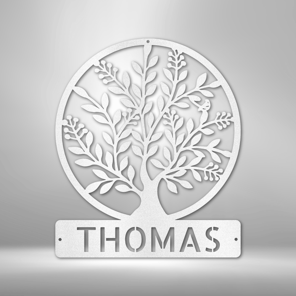 Personalized Simple Tree Monogram Metal Sign