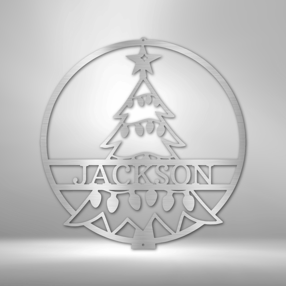 Personalized Christmas Tree Metal Sign