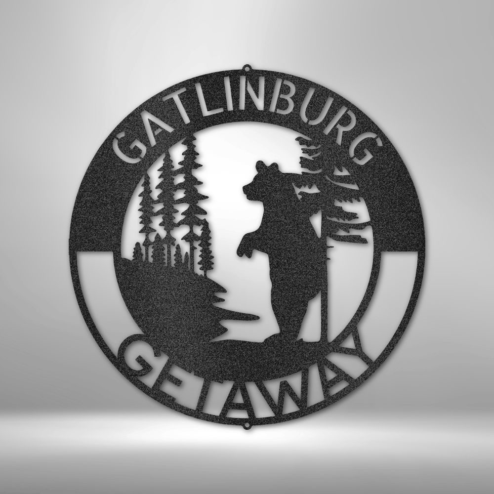 Personalized Lone Bear Monogram Metal Sign