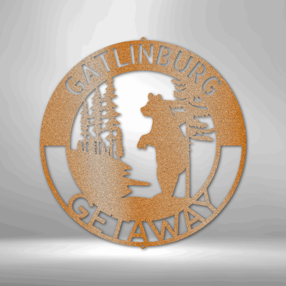 Personalized Lone Bear Monogram Metal Sign