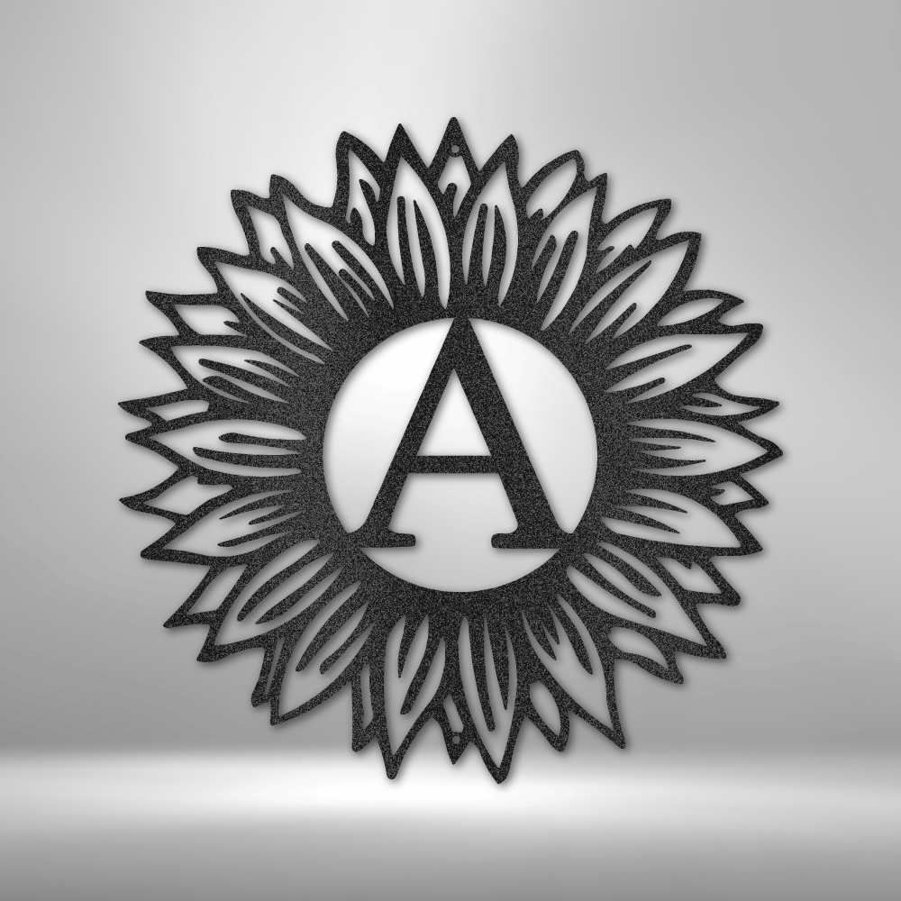 Personalized Sunflower Initial Metal Sign