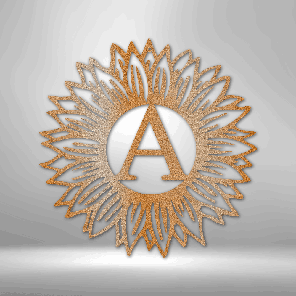 Personalized Sunflower Initial Metal Sign