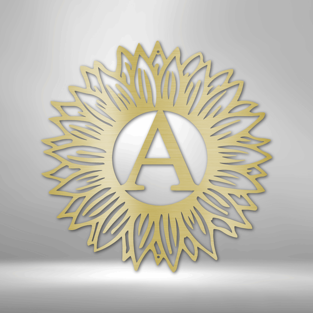 Personalized Sunflower Initial Metal Sign