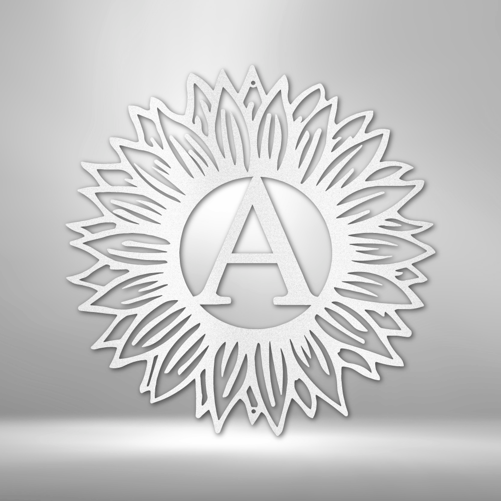Personalized Sunflower Initial Metal Sign
