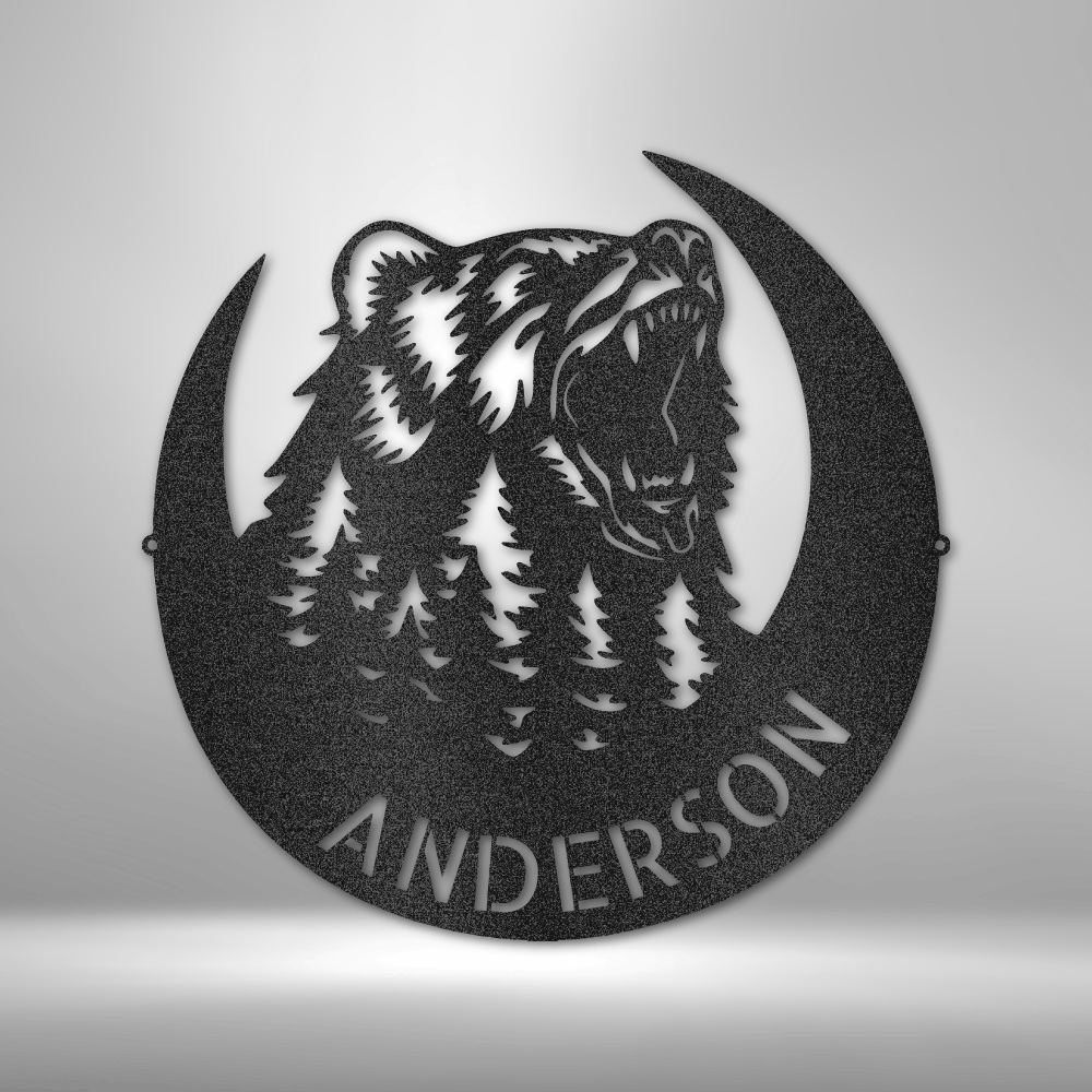 Personalized Roaring Bear Monogram Metal Sign