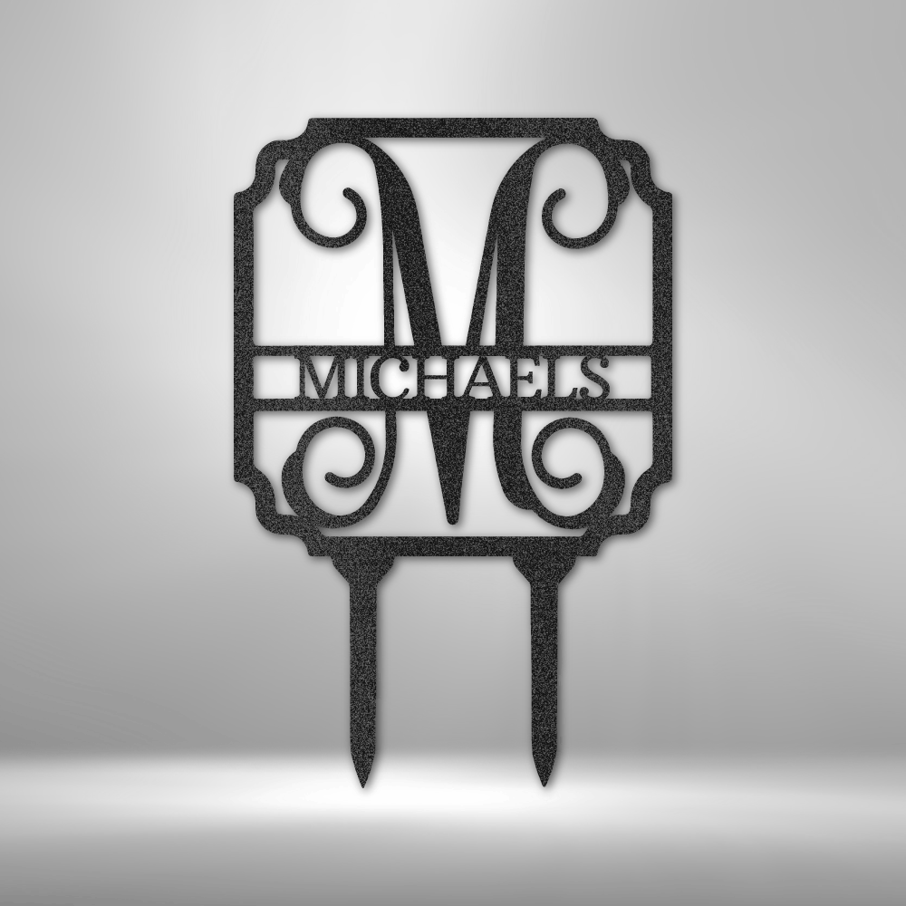 Personalized Vine Stake Monogram Metal Stake Sign