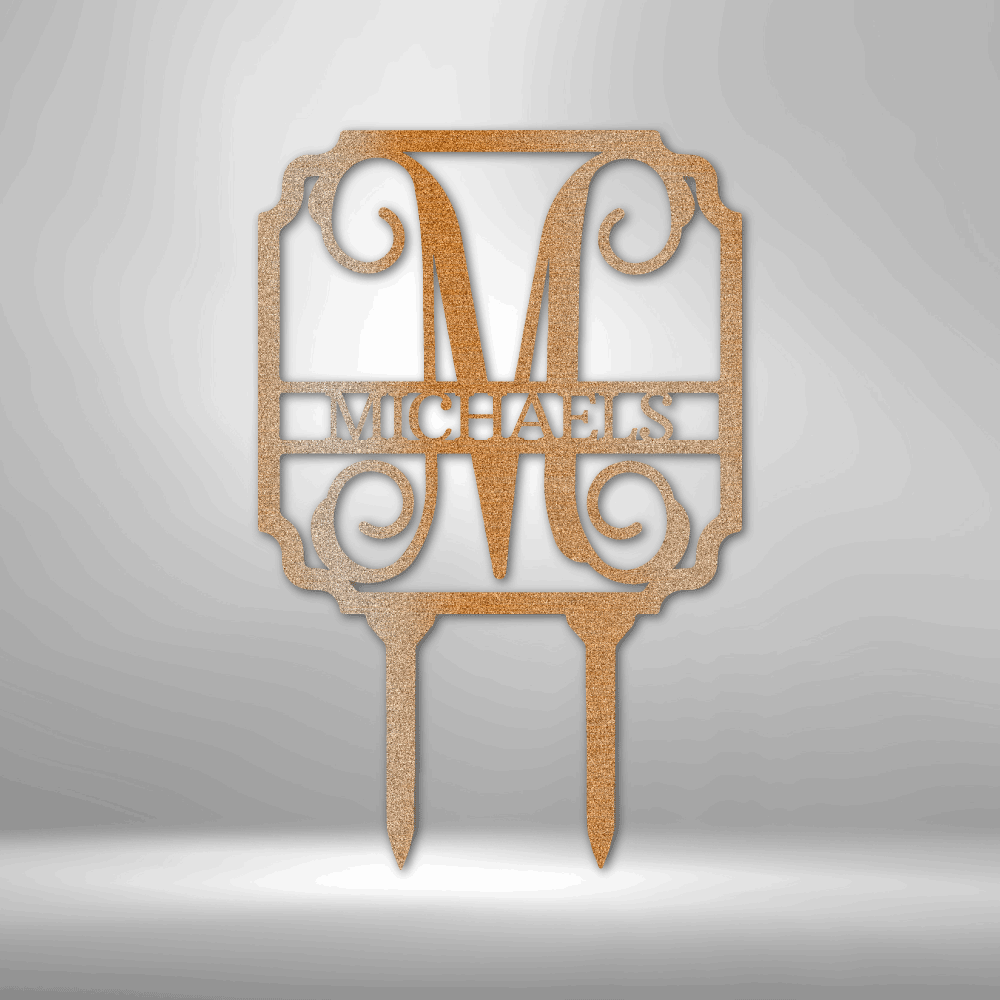 Personalized Vine Stake Monogram Metal Stake Sign