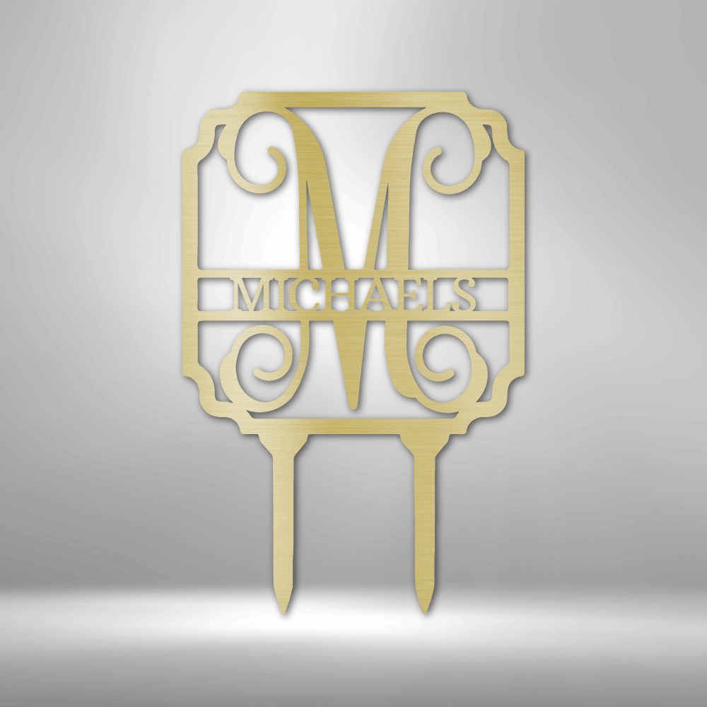 Personalized Vine Stake Monogram Metal Stake Sign