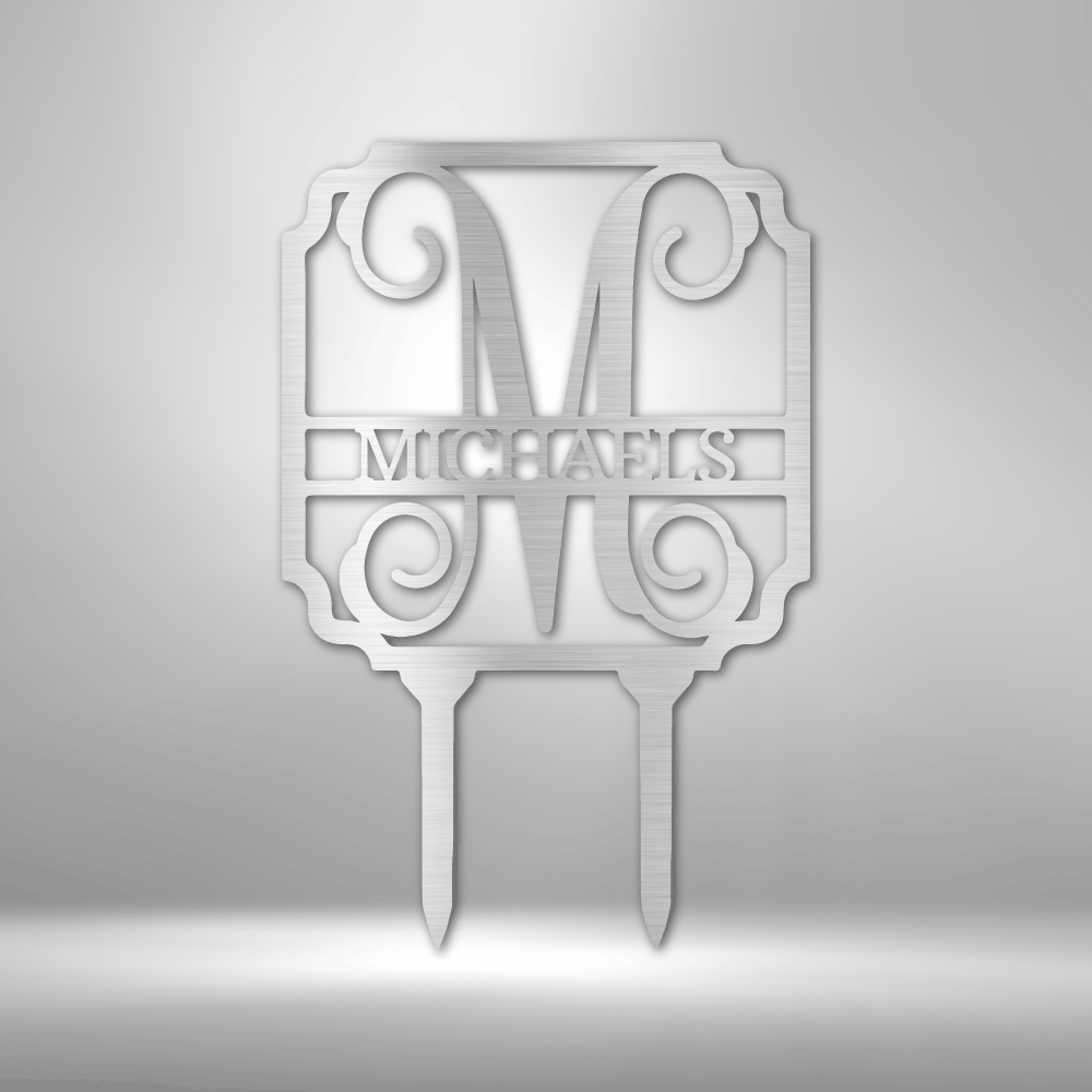 Personalized Vine Stake Monogram Metal Stake Sign