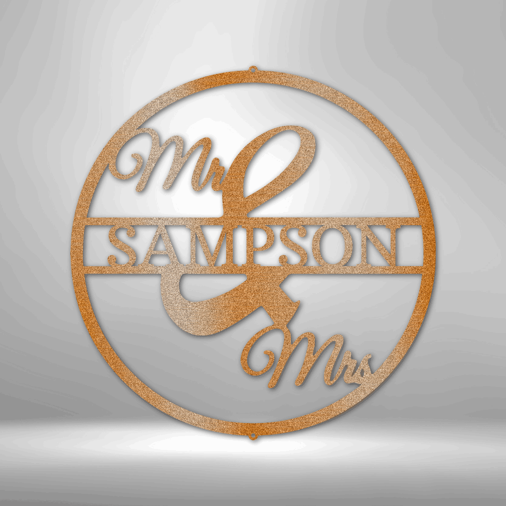 Personalized Mr and Mrs Circle Monogram Metal Sign