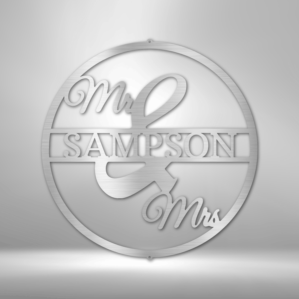 Personalized Mr and Mrs Circle Monogram Metal Sign