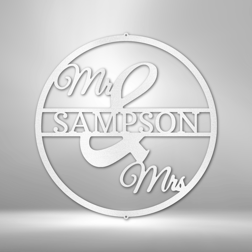 Personalized Mr and Mrs Circle Monogram Metal Sign