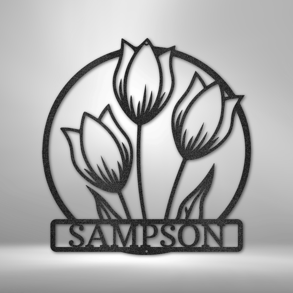 Personalized Wild Tulip Monogram Metal Sign