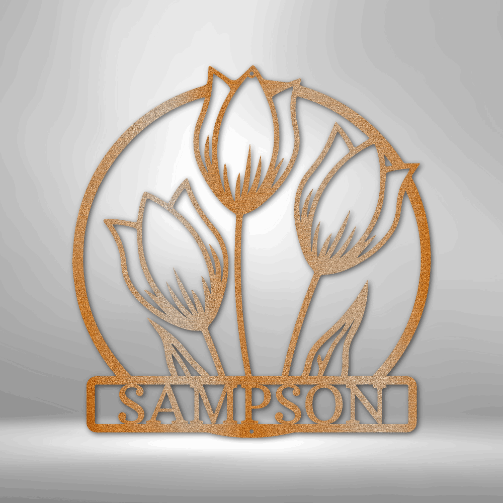 Personalized Wild Tulip Monogram Metal Sign