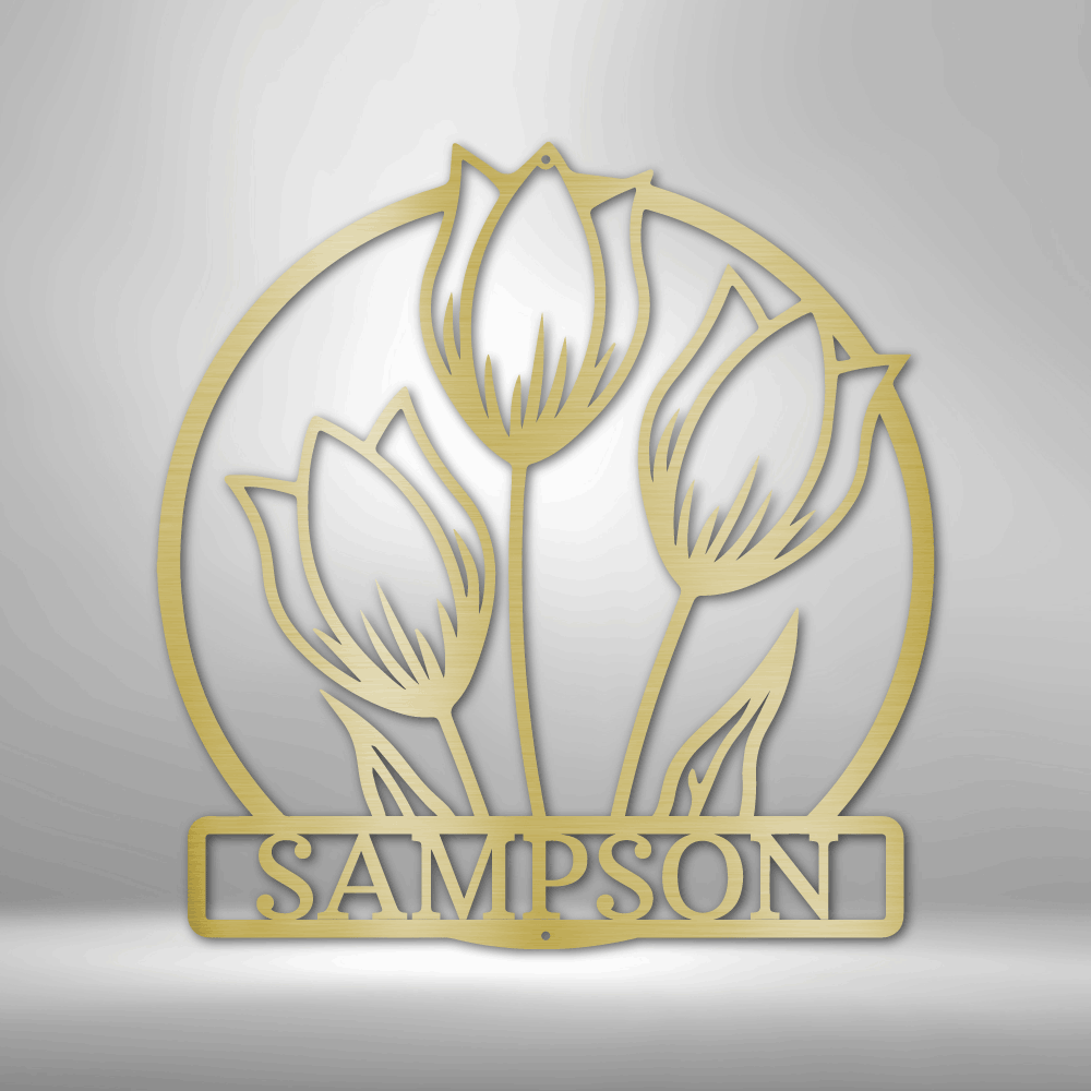 Personalized Wild Tulip Monogram Metal Sign