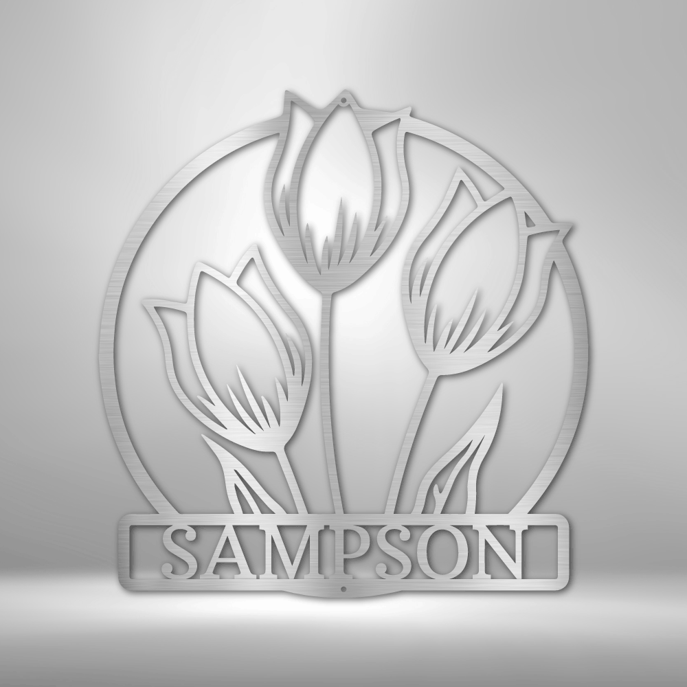 Personalized Wild Tulip Monogram Metal Sign
