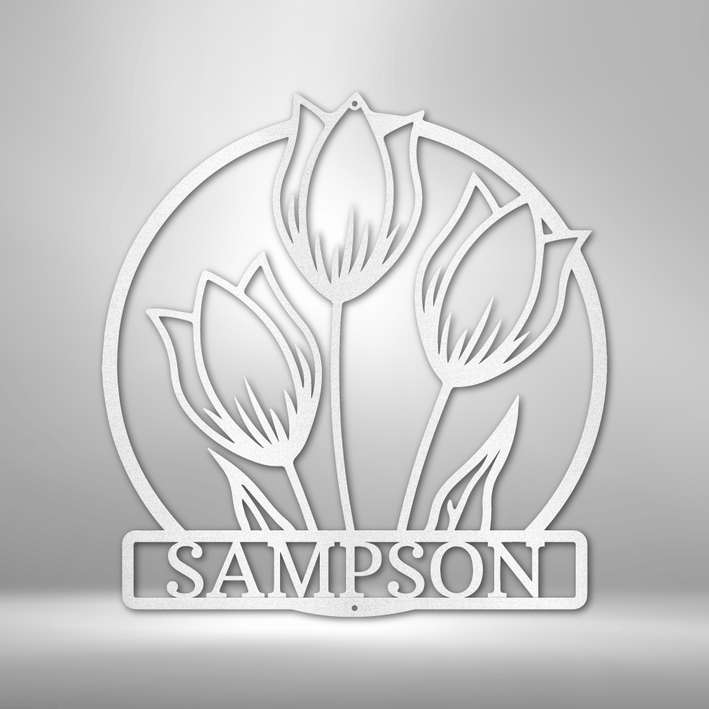 Personalized Wild Tulip Monogram Metal Sign