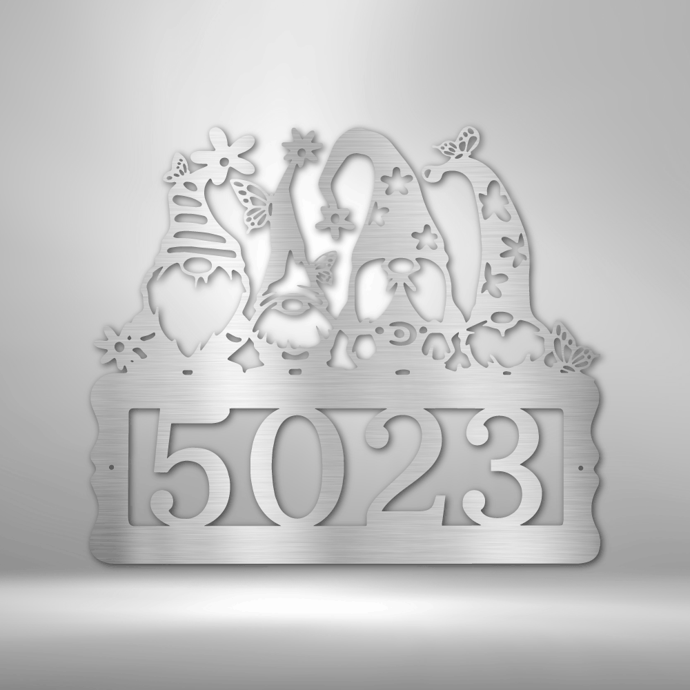 Personalized Gnome Address Metal Sign