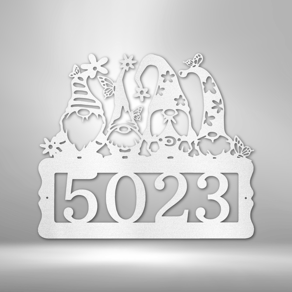 Personalized Gnome Address Metal Sign