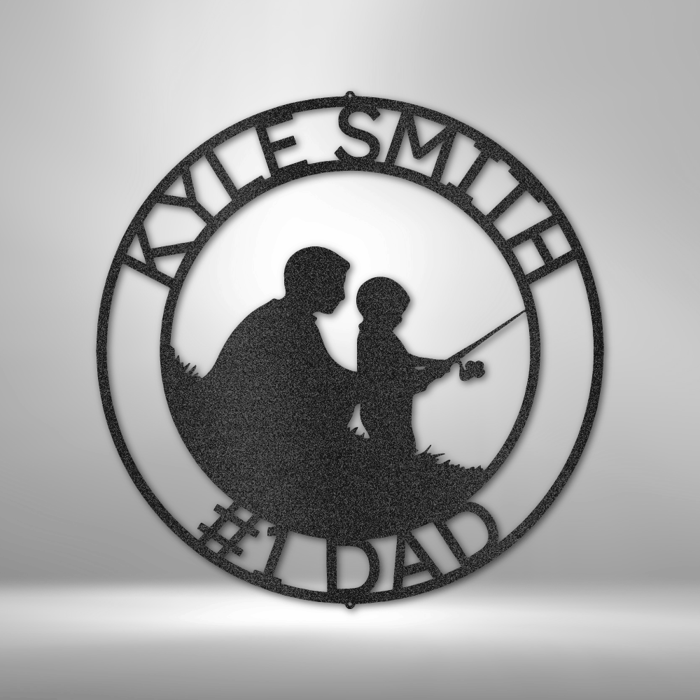 Personalized Father and Son Fishing Monogram Metal Sign