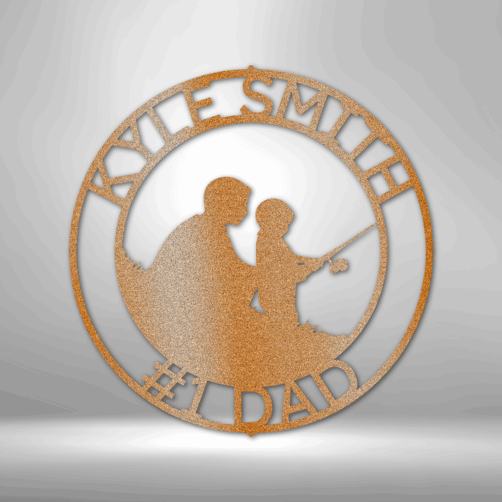 Personalized Father and Son Fishing Monogram Metal Sign