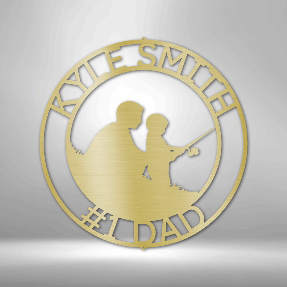 Personalized Father and Son Fishing Monogram Metal Sign