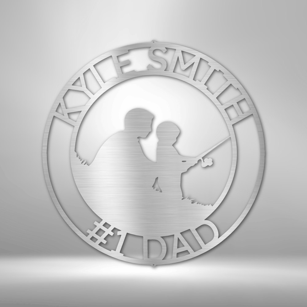 Personalized Father and Son Fishing Monogram Metal Sign