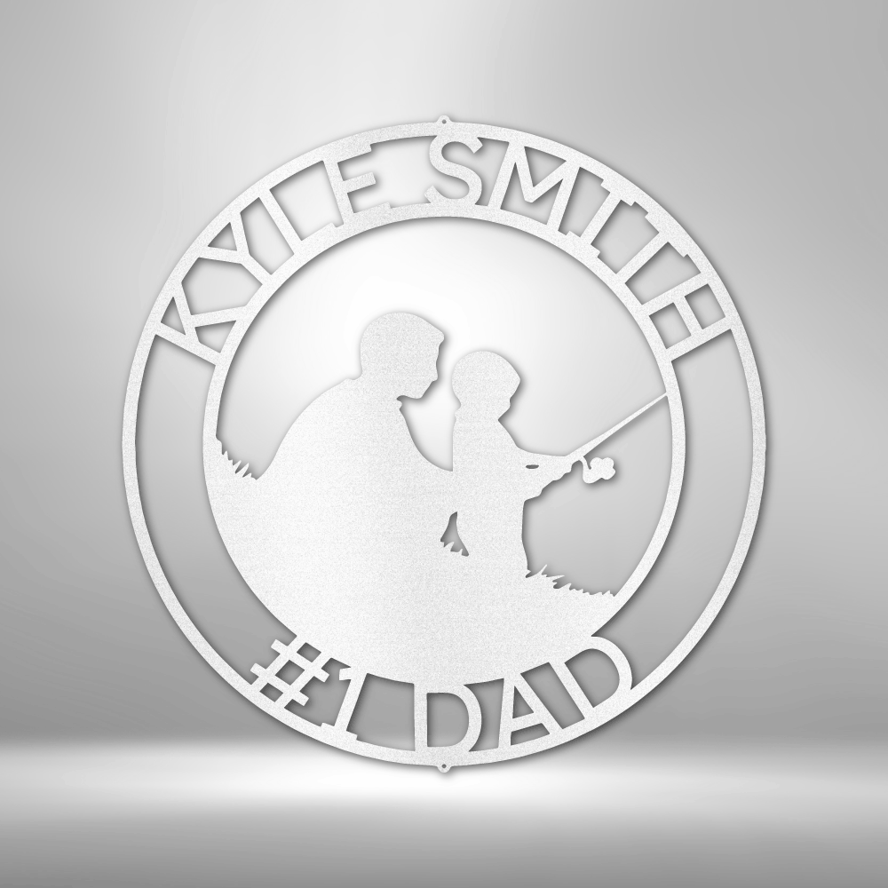 Personalized Father and Son Fishing Monogram Metal Sign