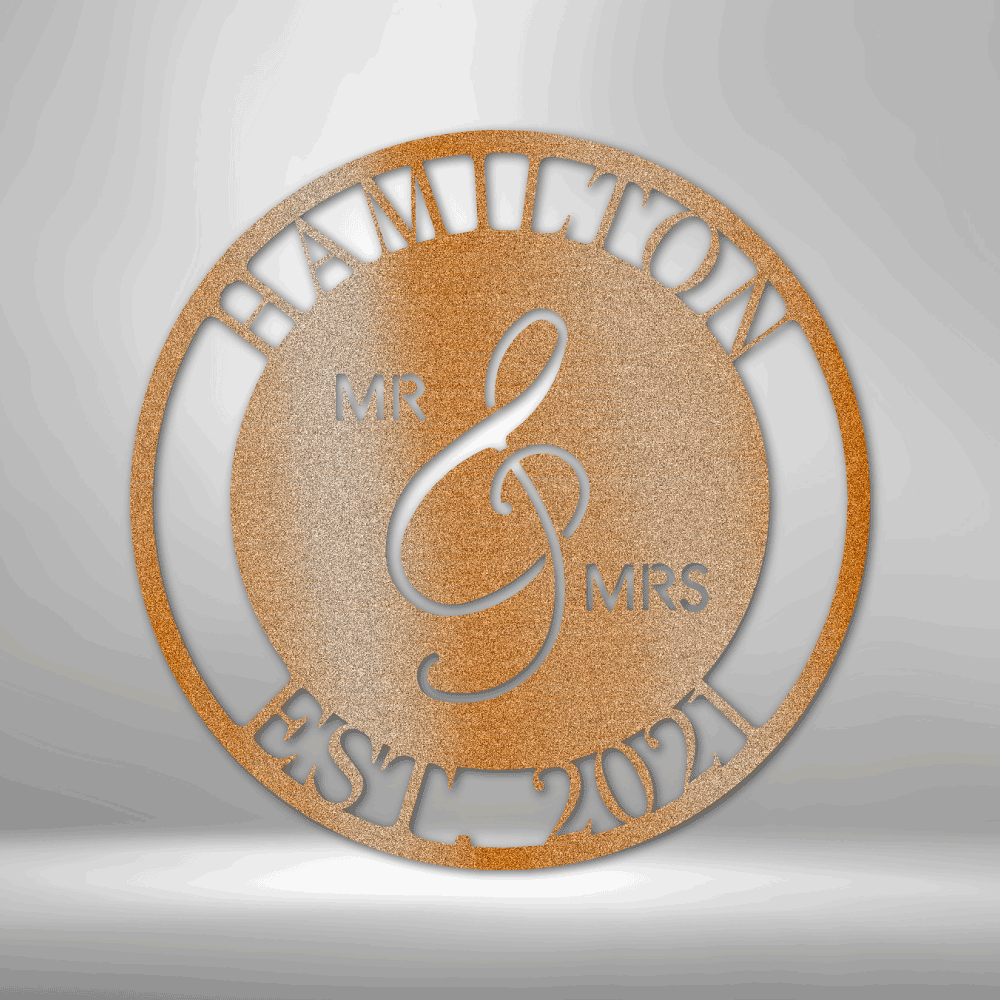 Personalized Mr and Mrs Monogram Metal Sign