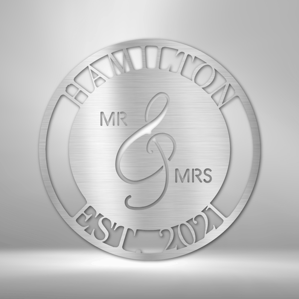 Personalized Mr and Mrs Monogram Metal Sign