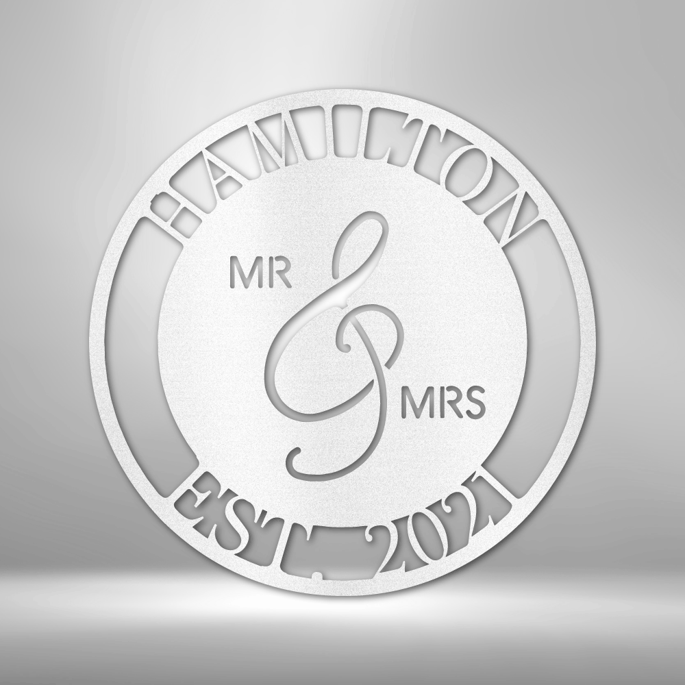 Personalized Mr and Mrs Monogram Metal Sign