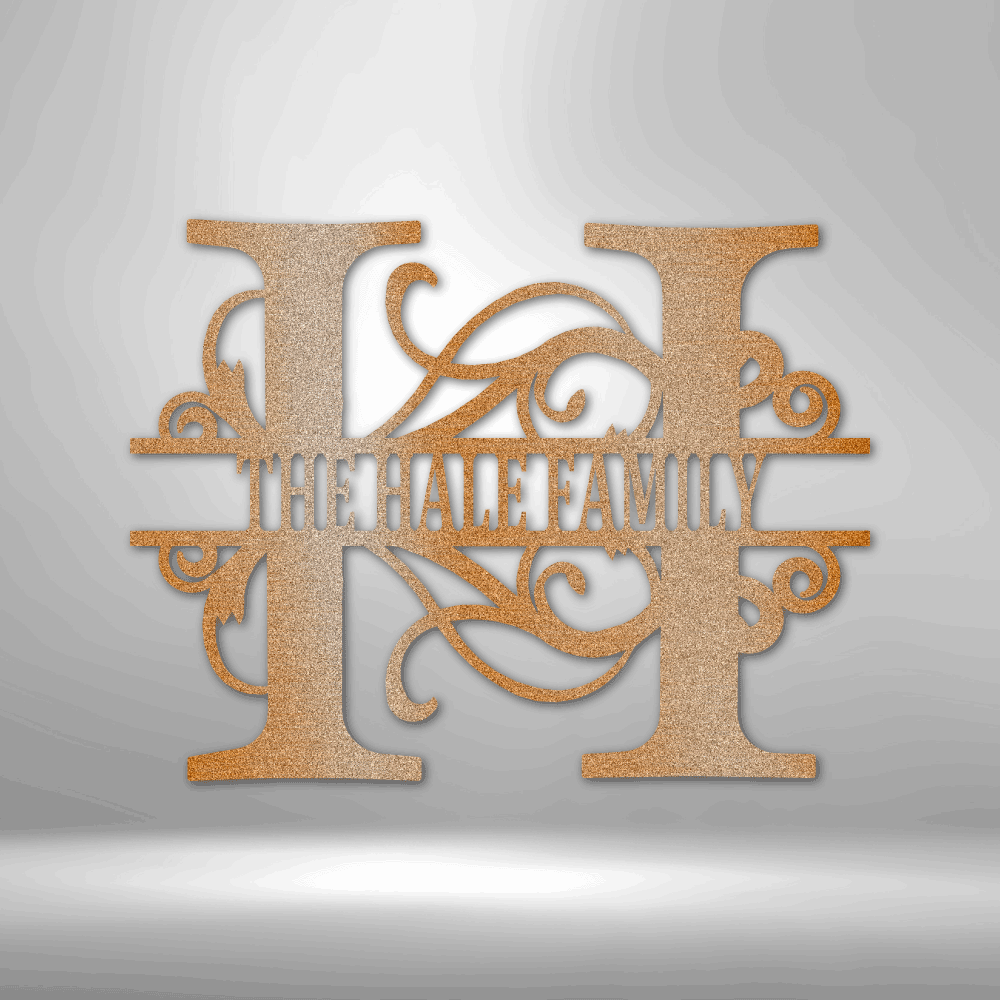 Personalized Split Letter Monogram Metal Sign