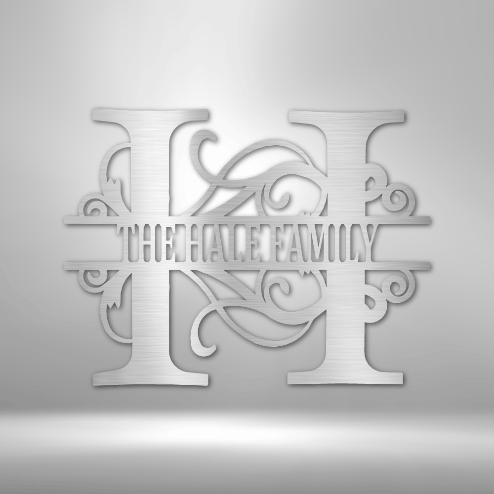 Personalized Split Letter Monogram Metal Sign