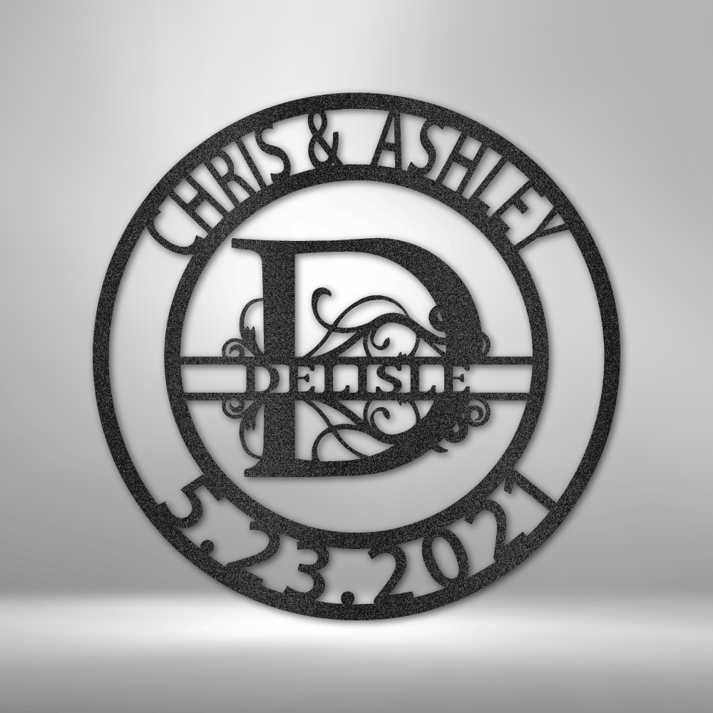 Personalized Elaborate Split Letter Family Name Metal Sign