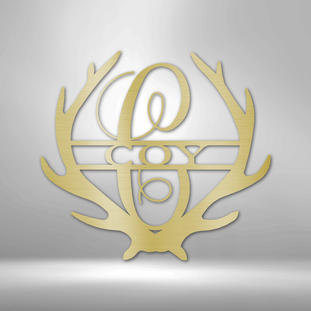 Personalized Antler Monogram Metal Sign - Outdoors Find